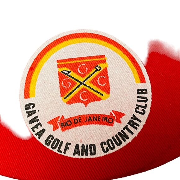 Gávea Golf & Country Club Hat Rio De Janeiro Red Golf Visor Adjustable Strap - Picture 3 of 6